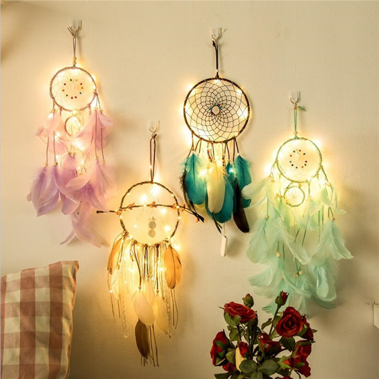 wholesale 100% handmade colorful rainbow dream catcher light  macrame dreamcatcher