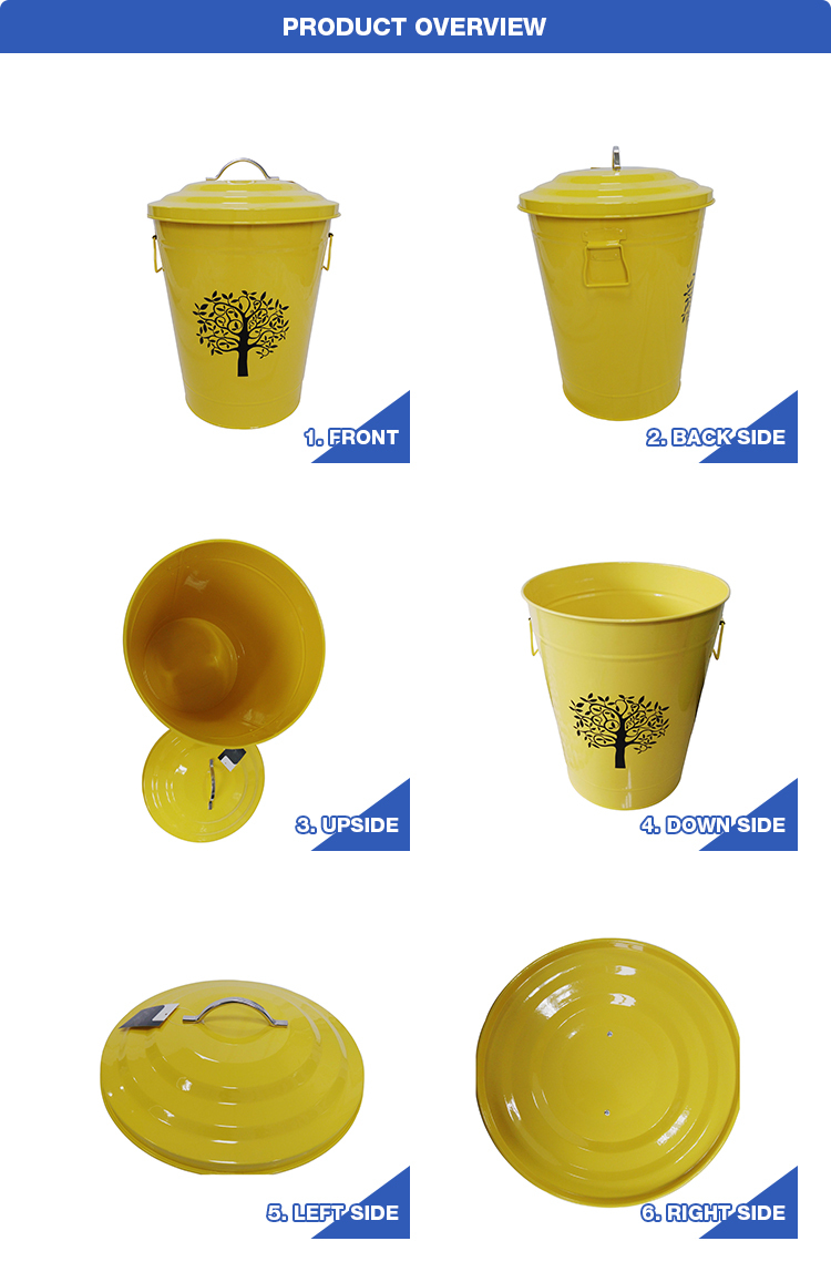 Factory Wholesale Yellow 9.5L metal outdoor trash can