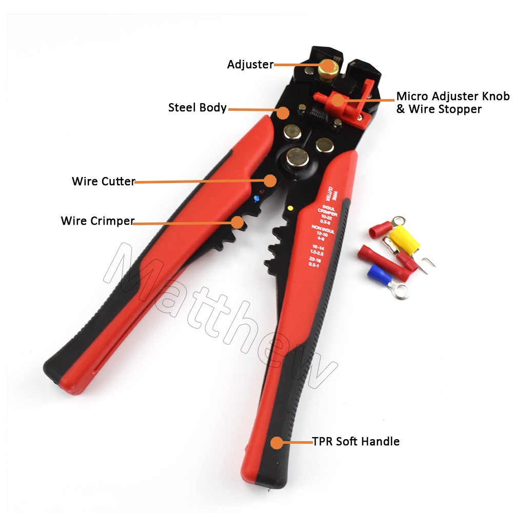Automatic Adjustable 8" Insulation Wire Stripper Cutter Crimper Cable Stripping Plier