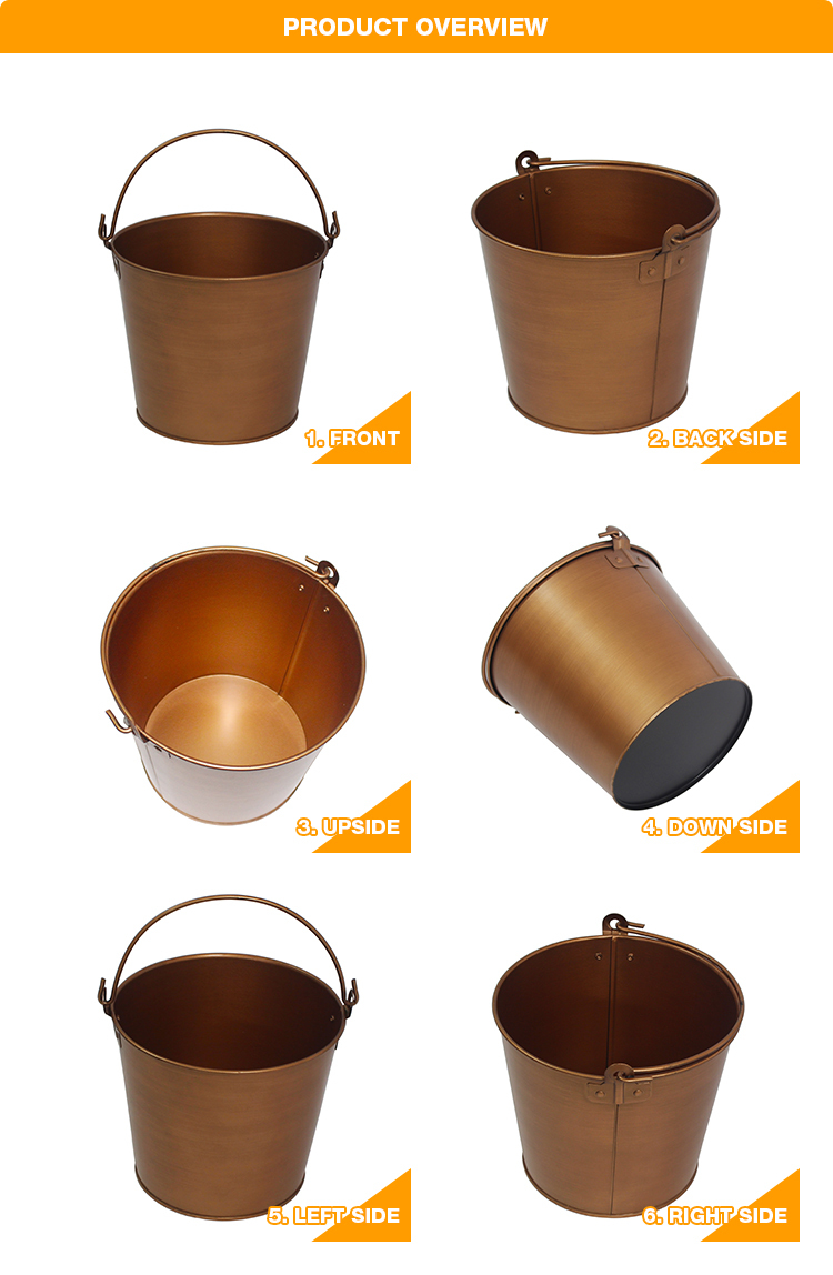 Wholesale 5L Galvanized Metal party champagne wine beer copper ice bucket