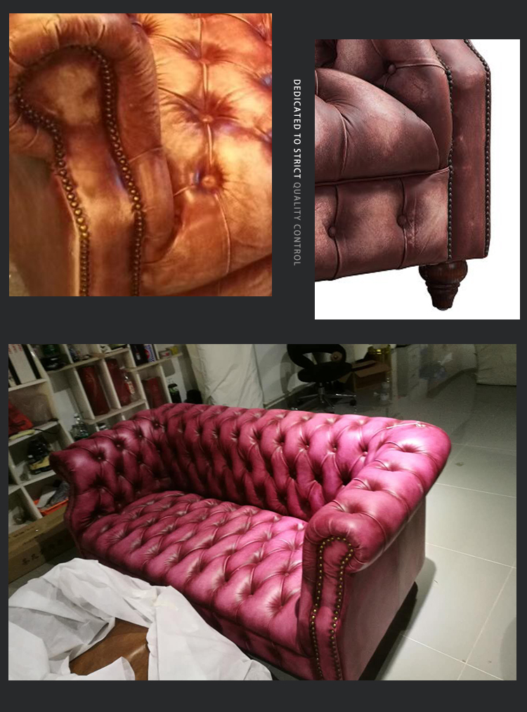 Bar club grey leather chesterfield sofa Public Club Sofa Lobby Sofa