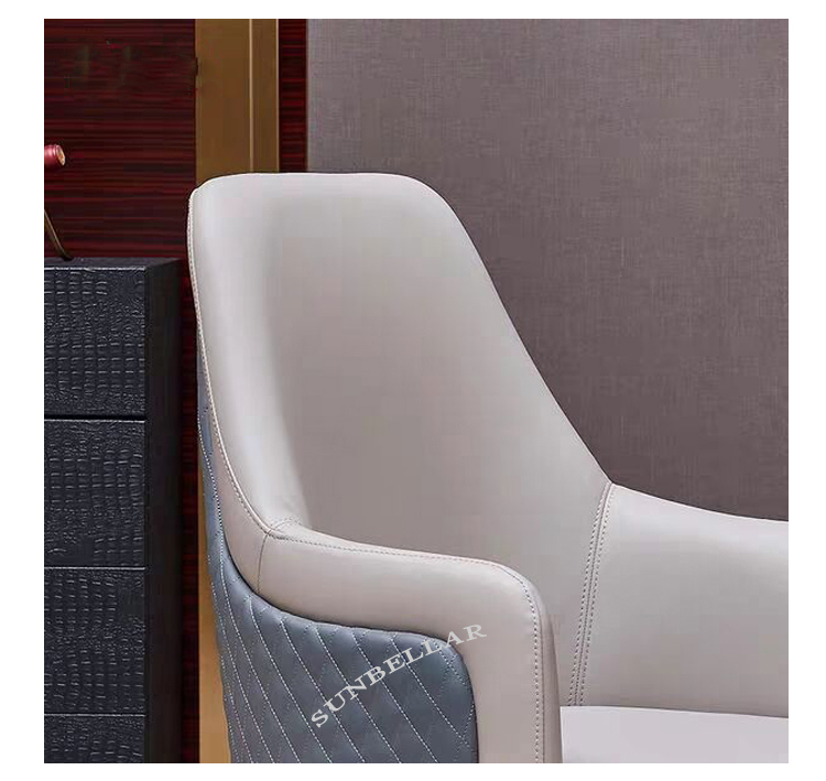 wood leather chair design modern dinning room furniture  wooden legs with gold cover dining chair