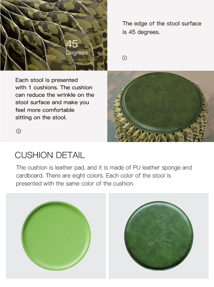 ihpaper Popular Simplify Natural Portable Easy to Transport Customized Camouflage Pattern Paper Stool
