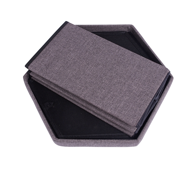 china Hexagonal stool Fabric linen  Foldable  Hexagonal Ottoman  hexagon stool for kids