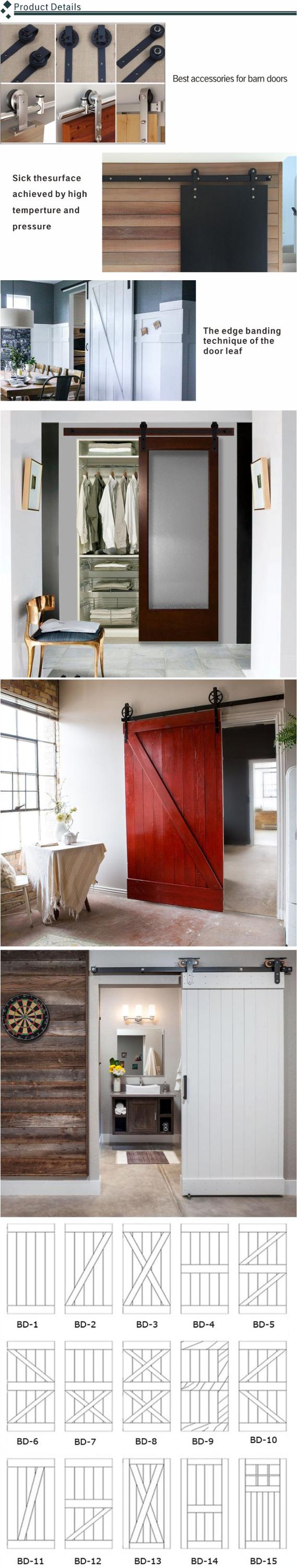 Custom Made White Wooden door with mirror soundproof Interior Sliding glass Barn Doors