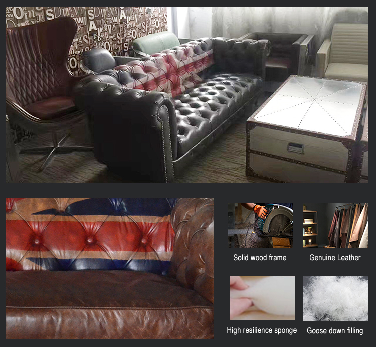 Factory Cheap price archaistic chesterfield sofa tufted velvet leather