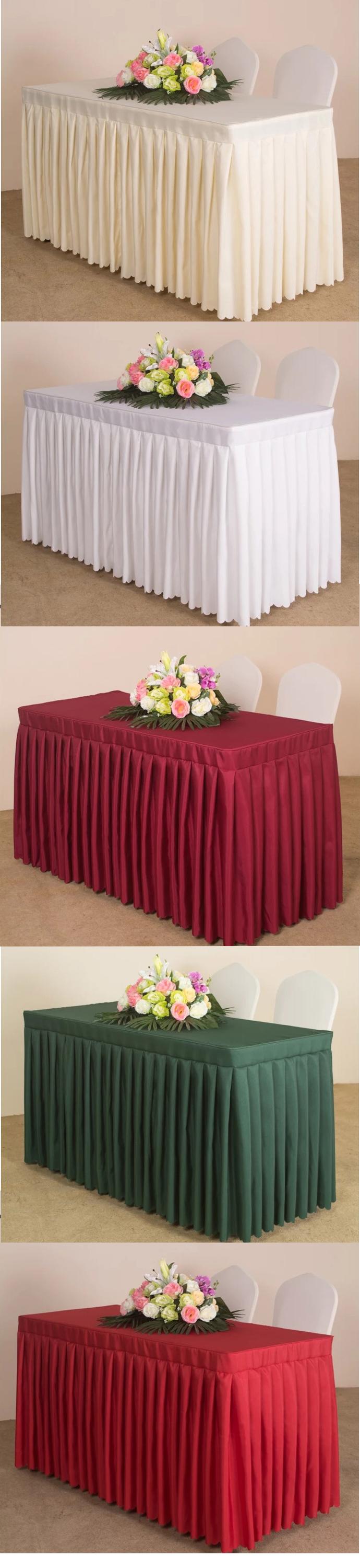 Wedding Meeting Decorative Polyester Ruffled Table Skirts Table Cloth