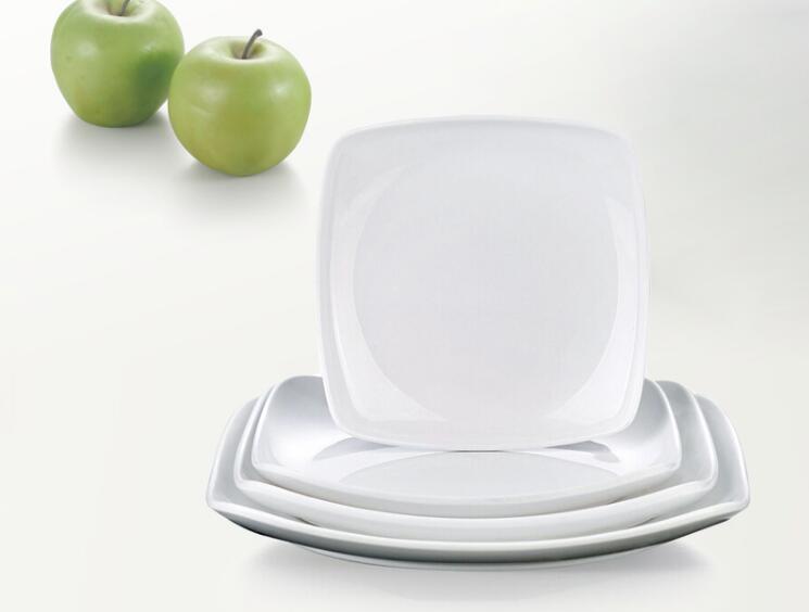 Hucheng cheap bulk dinner plates restaurant food serving melamine square plate