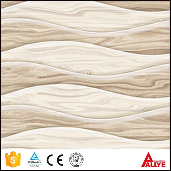 Fujian 3D glass tile printing, wave and pink flower patterns ceramic tiles front wall for bathroom or kitchen room