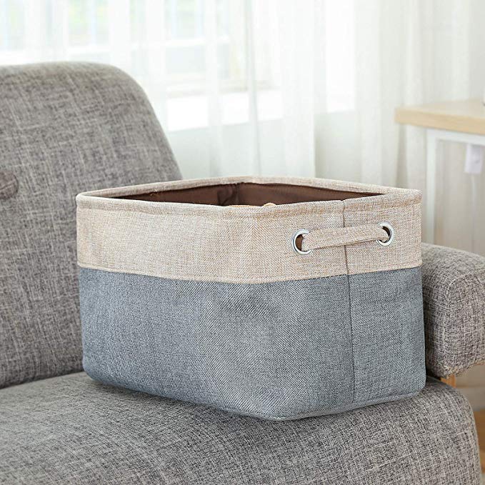 3 pièces toile de coton grand pliable pliable vêtement jouet vêtements paniers de rangement boîtes sac