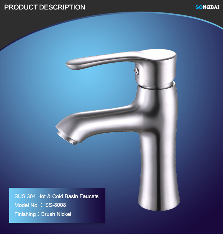 Wash hand basin tap stainless steel 304 bathroom hot and cold water wash basin mixer tap