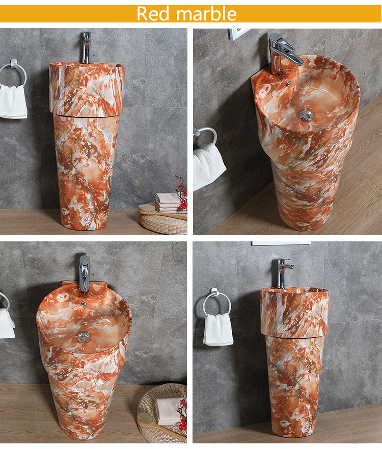 Multiple colors ceramic colour floor standing wash pedestal basin