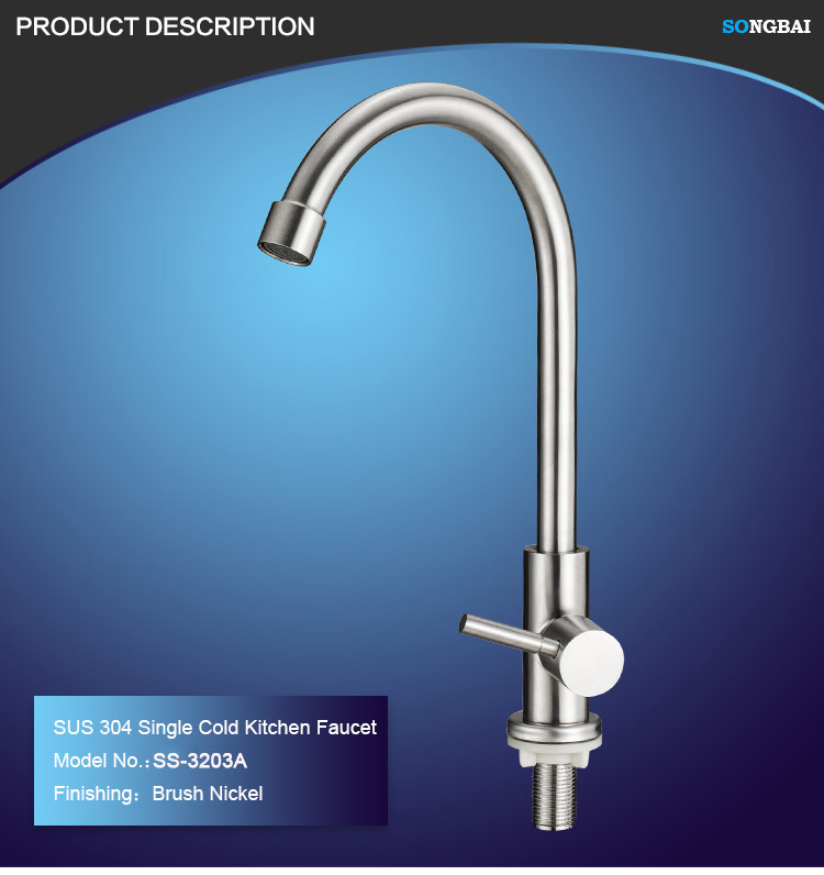 304 stainless steel kitchen faucet single cold taps