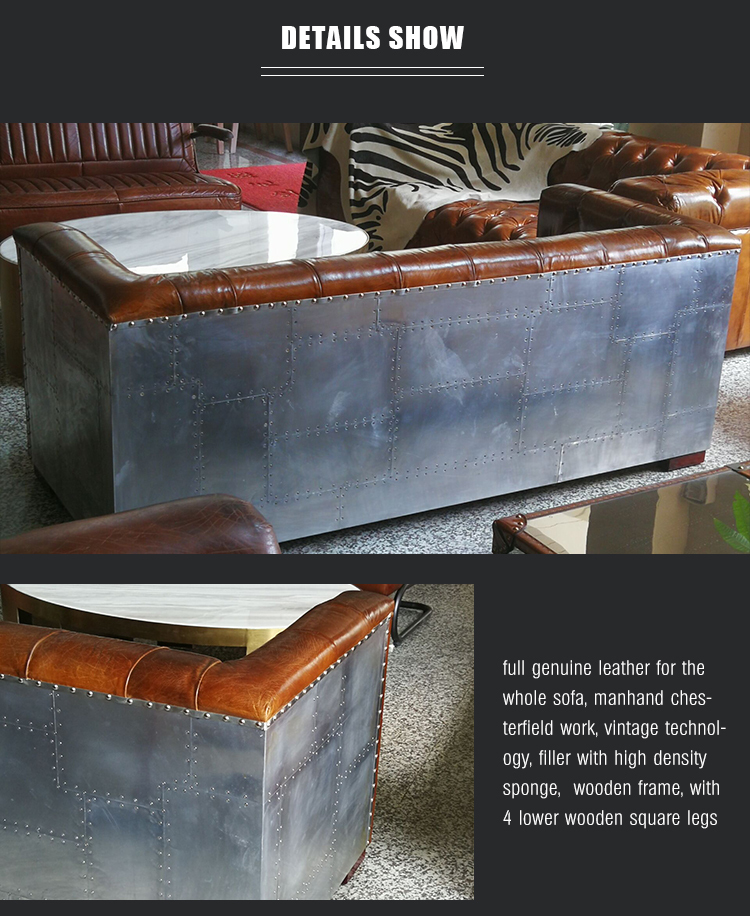 American modern style furniture antique 3 Seater upholstery vintage leather living room used chesterfield leisure sleeper sofa