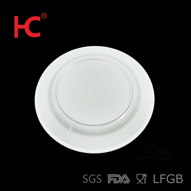 Wholesale dinner plates hotel tableware glossy white 100% melamine round plate