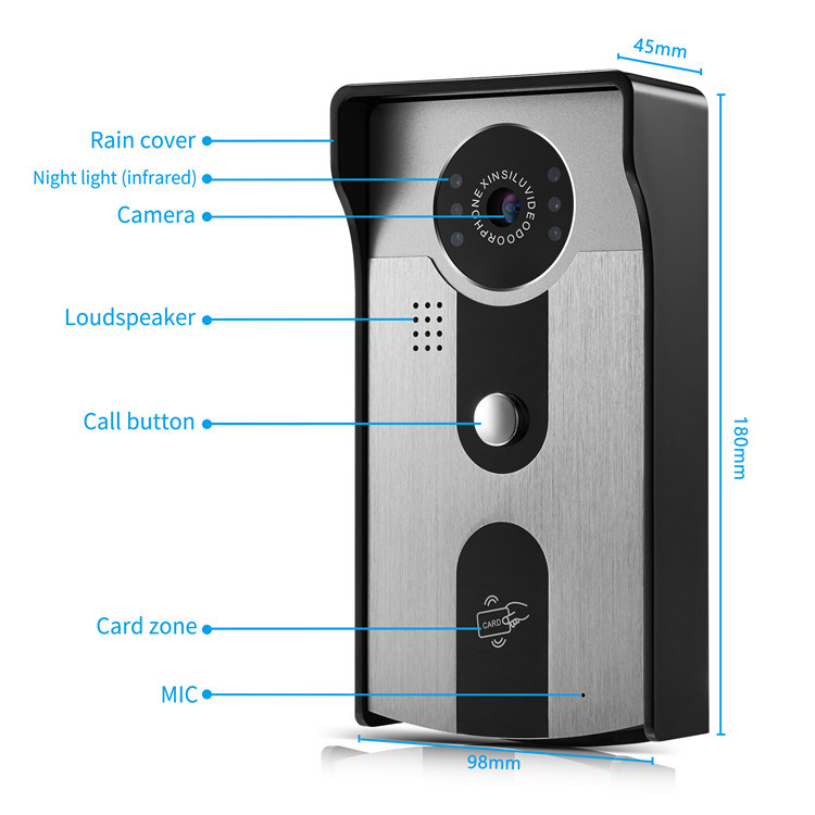 Home intercom system security video door phone wired video doorbell with monitor