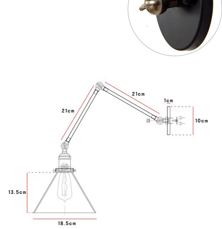 bedroom restaurant bar bedside black retro Industrial wrought iron wall lamp