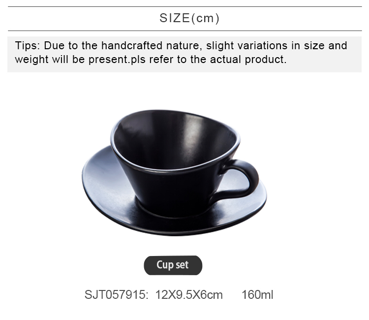 Turkish High Temperature Black Porcelain Cup Matte Coffee Set