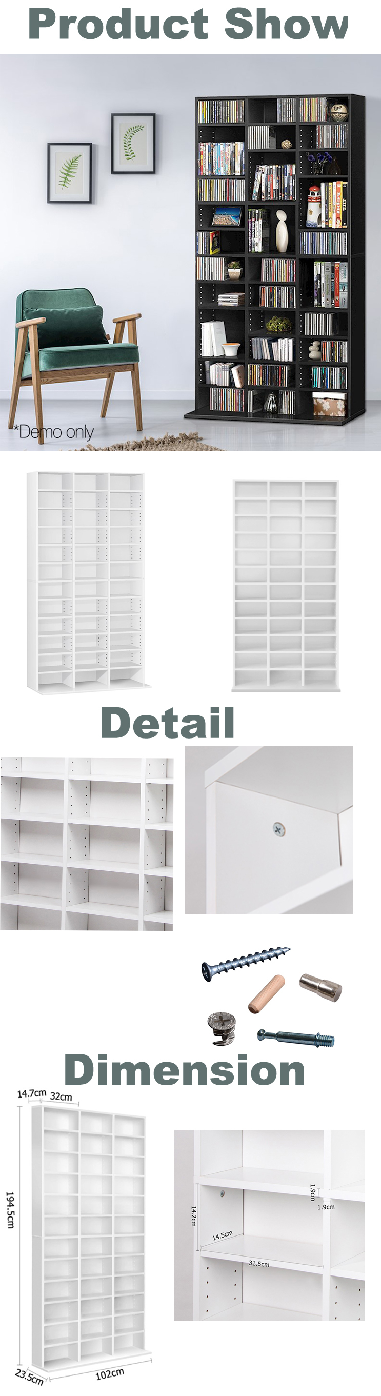 Selling Products Cheap Price New Design Home Furniture Standard Size White Adjustable Book Storage Shelf Rack Unit
