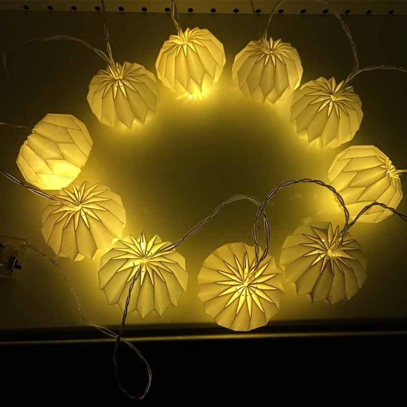 Poland popular Christmas Paper lantern LED string lights 10 warm white battery operated lanterns string light
