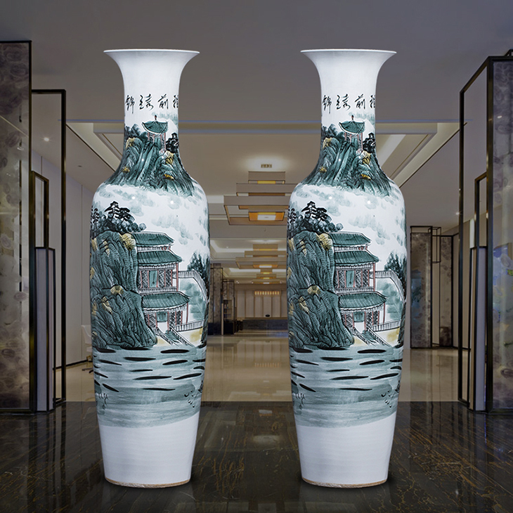 Traditional blue and white design living room decoration floor vase ceramic large tall vase