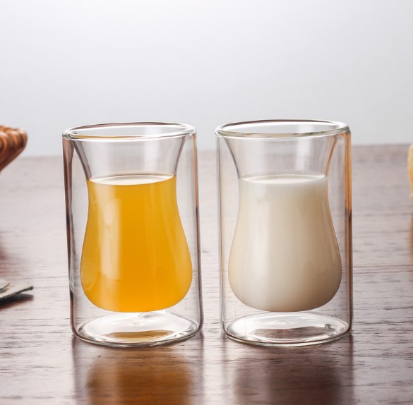 Special Shape Stemless Glass Cup Double Wall Borosilicate Glass Cup