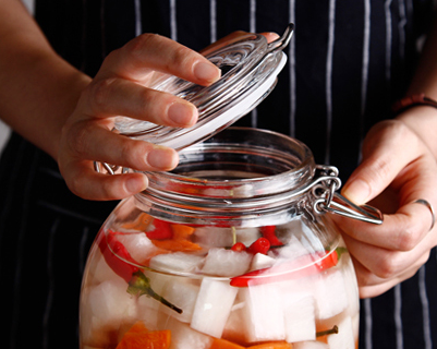 3.2L glass food jar/glass storage jar/glass container with buckle