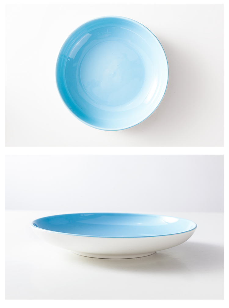 Restaurant Serving Plate OEM ODM Food Grade Dishes Porcelain Blue