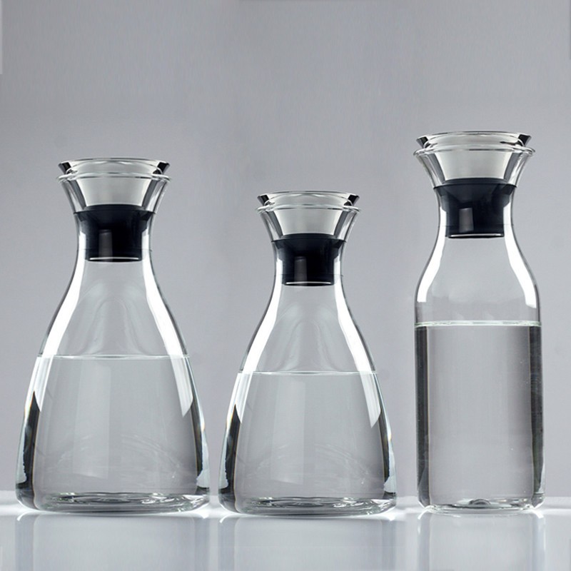 Haonai Hand mouth glass pitcher with lid and spout glass water carafe