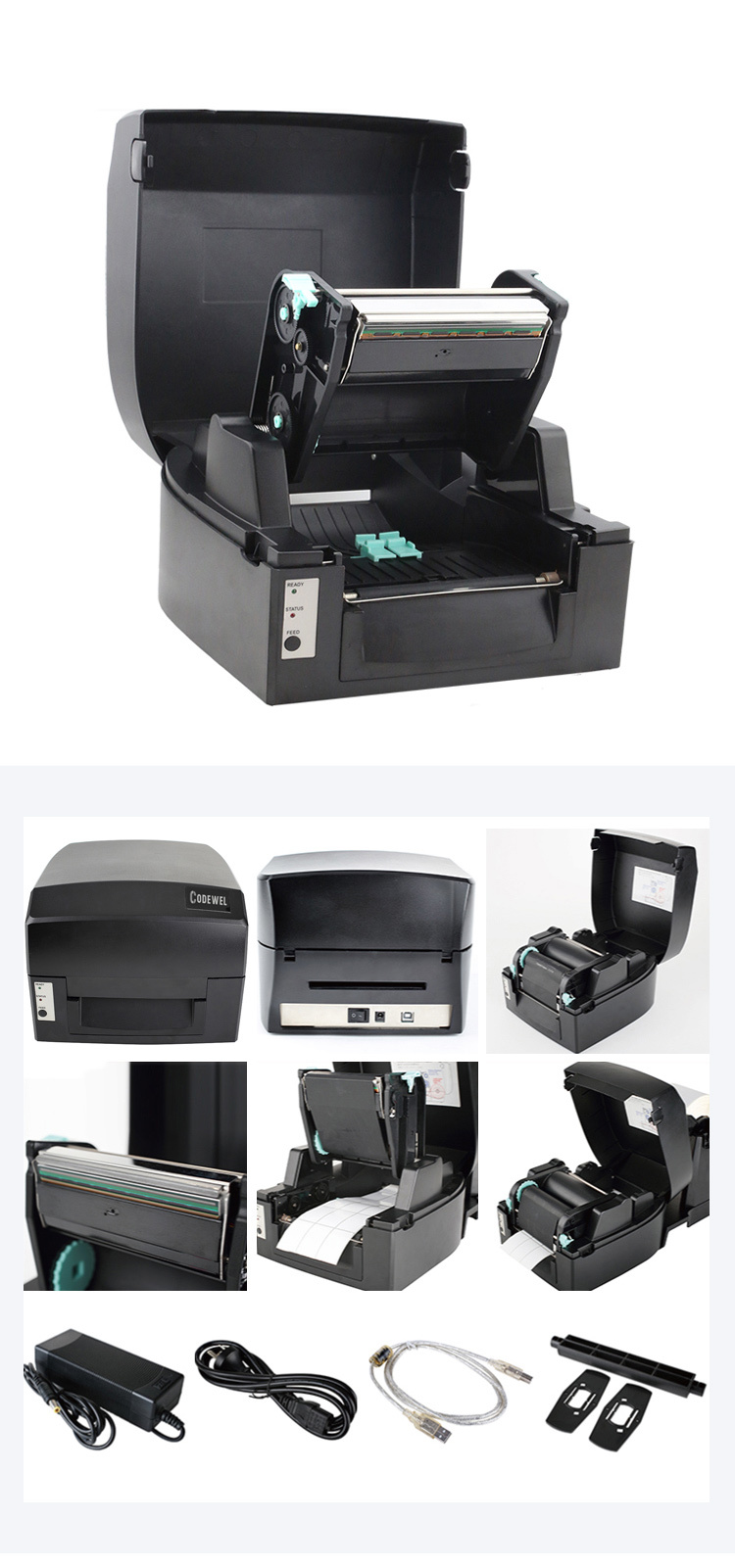Compatible Z*ebra& TSC Office Thermal Transfer Sticker Plastic Bar code Label satin Printer