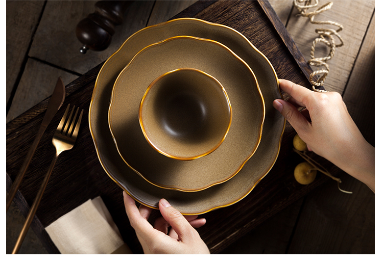 Northern Europe Brown Dinnerware 7.5'' Porcelain Fruit Plates