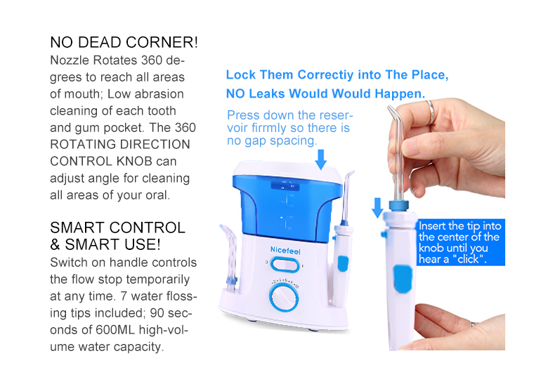 Fc168 Oral Care Smart Water Flosser 600ml Family Oral Hygiene Irrigator Cleaning Dental