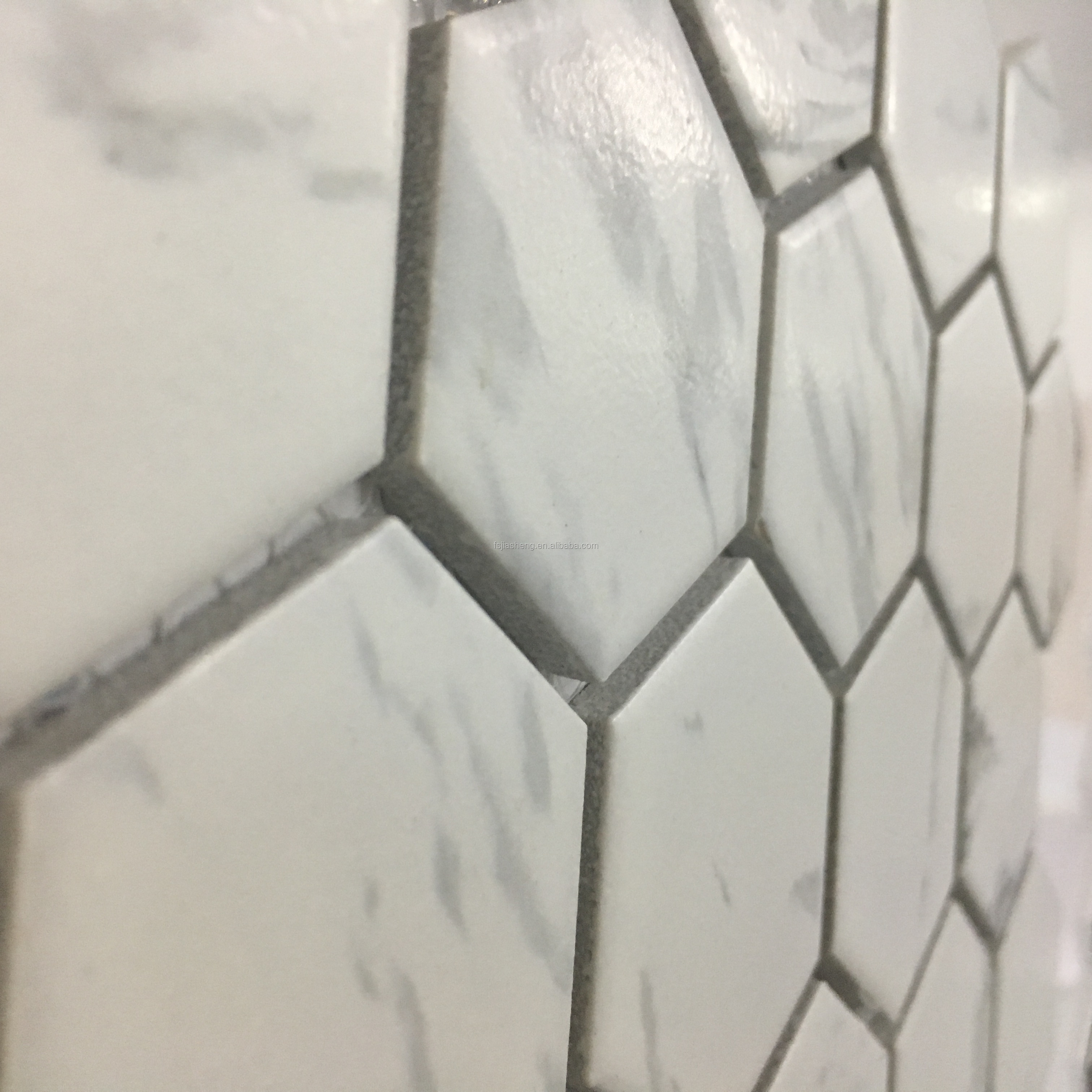 Karara White Marble Ceramic Mosaic Tile For Hotel Marble Texture Mosaic Piece Fashion Mosaic For Kitchen