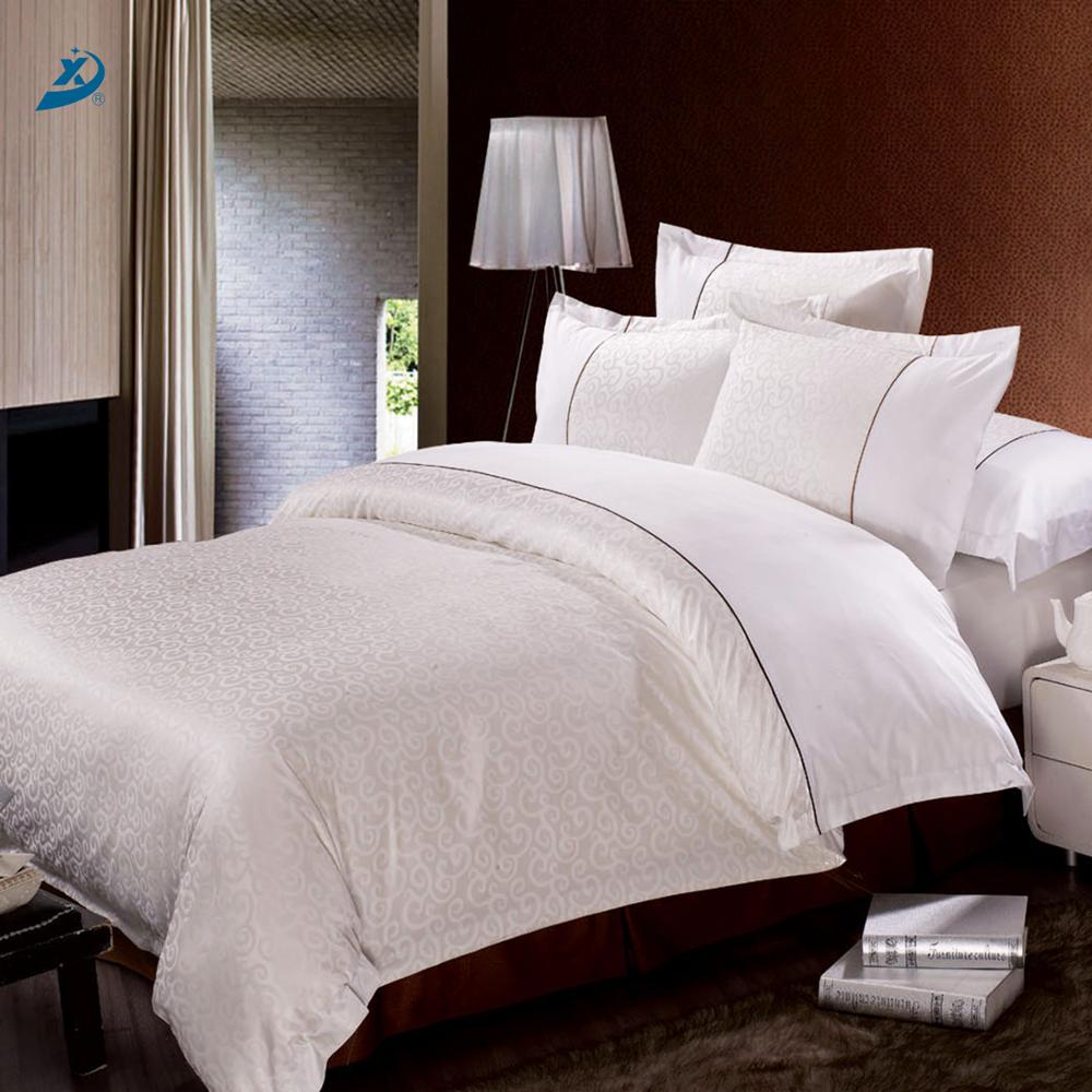 Durable Hotel Bed Sheet White, Hotel 100% Cotton White Bed Sheet Bedding Set