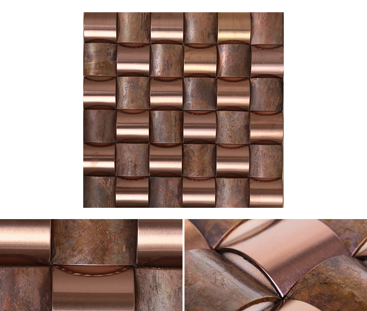 Wholesaler Luxury Interior Wall Decoration Metallic Mosaic Wall Tile 300x300 Production Bronze Metal Tile Mosaic