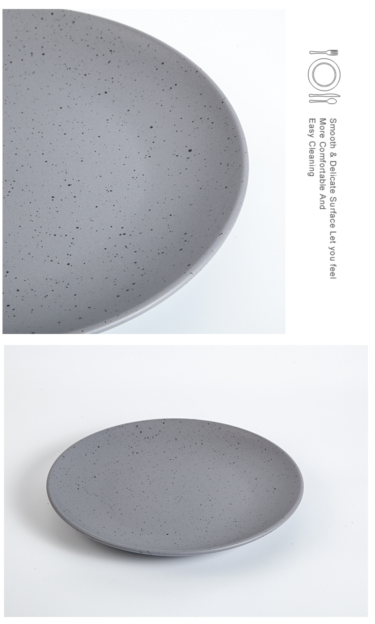 Wholesale 6" 8"10"12" Ceramic Dinner Grey Shallow Plate With Dot