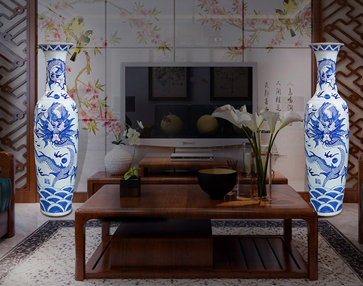 Hot sale graven antique big jingdezhen ceramic vase