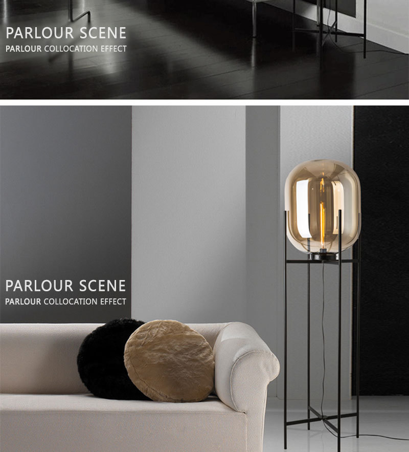 glass contemporary floor lamp retro industrial wind metal floor lamp for bedroom and coffee house