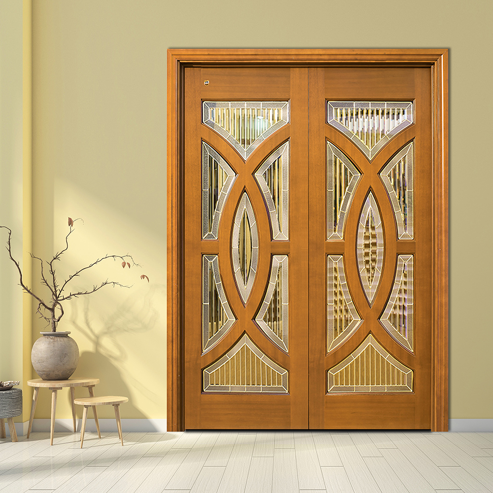 Villa preference European design double glass wooden doors