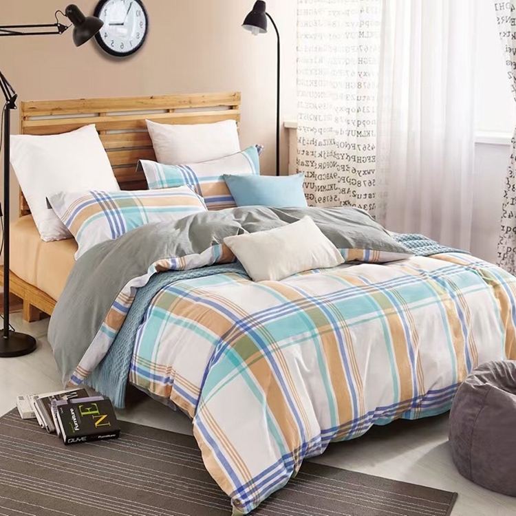 Custom 4PCS 1200 thread count stripes microfiber comforter set bedsheet cotton bed sheet