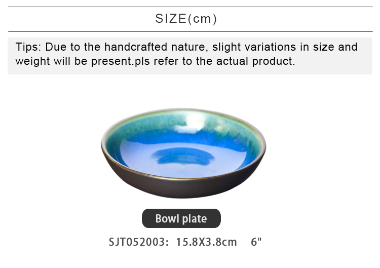 Reactive Glaze Gourmet Deep Dishes Catering Blue Plate Porcelain