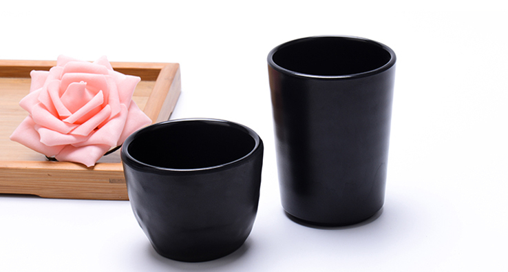 Hot selling Japanese mug restaurant catering tableware black matte melamine tea cup