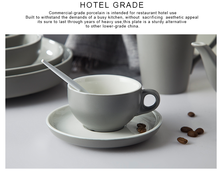 Matte Grey Coffee Cups Expresso Coffee Cup Set For Restaurant