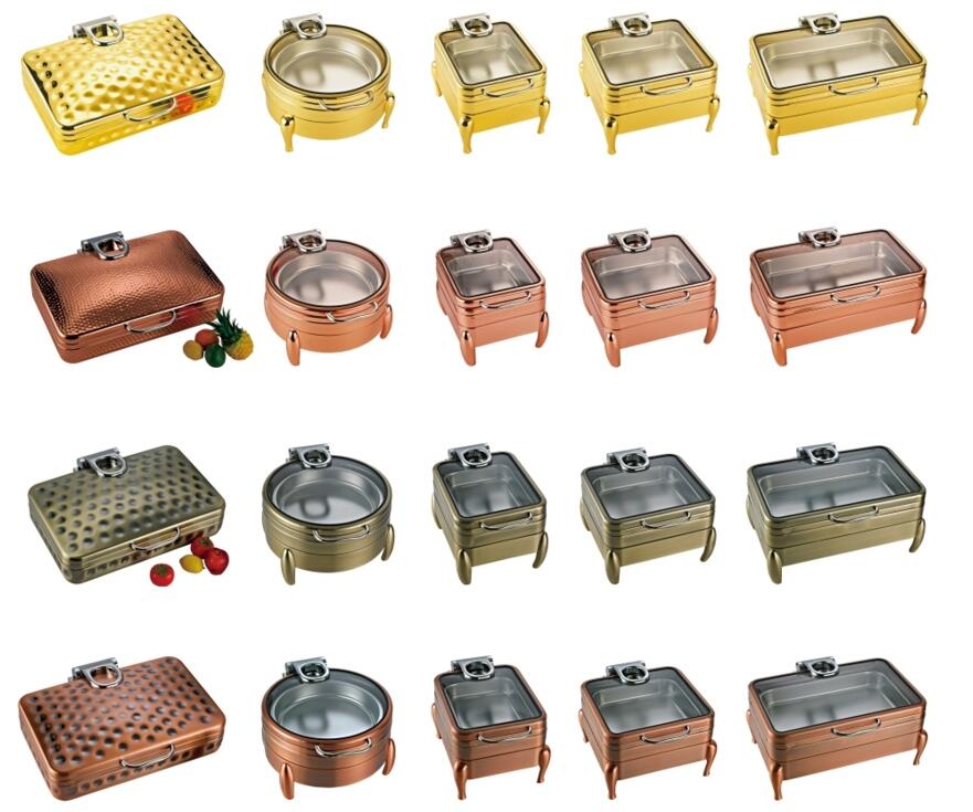 Deluxe Roll Top brass & copper chafing dish