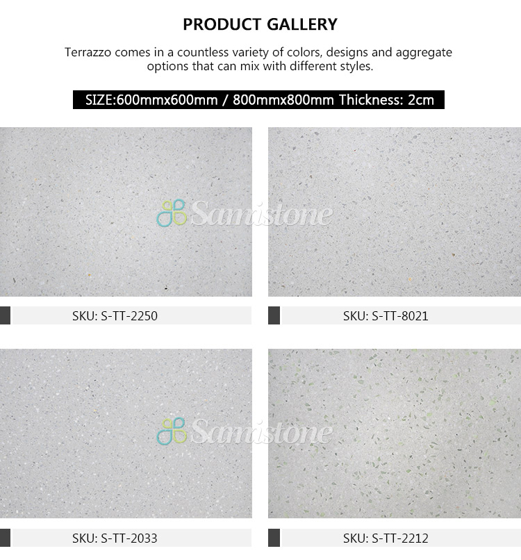 Samistone Widely Used Terrazzo flooring Stone Off White Terrazzo Tile Price
