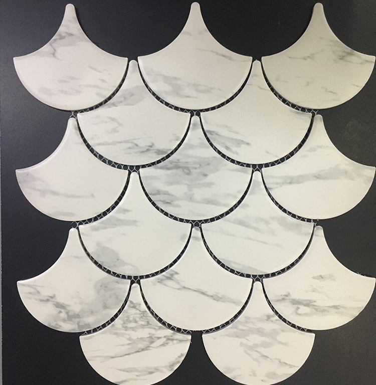 Fish Scale Mosaic For Interior Decoration Fishscale Fan Shape Fish Scale Ceramic Mosaic