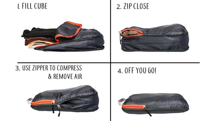 Cubes d'emballage de compression Mesh Travel Bagages Organisateurs d'emballage Sacs zippés