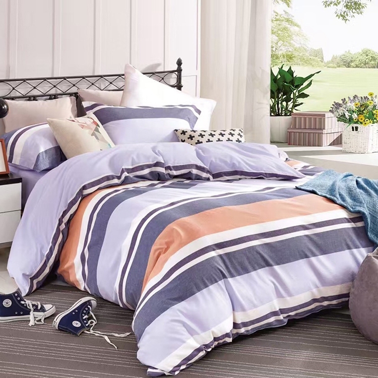 Custom 4PCS 1200 thread count stripes microfiber comforter set bedsheet cotton bed sheet