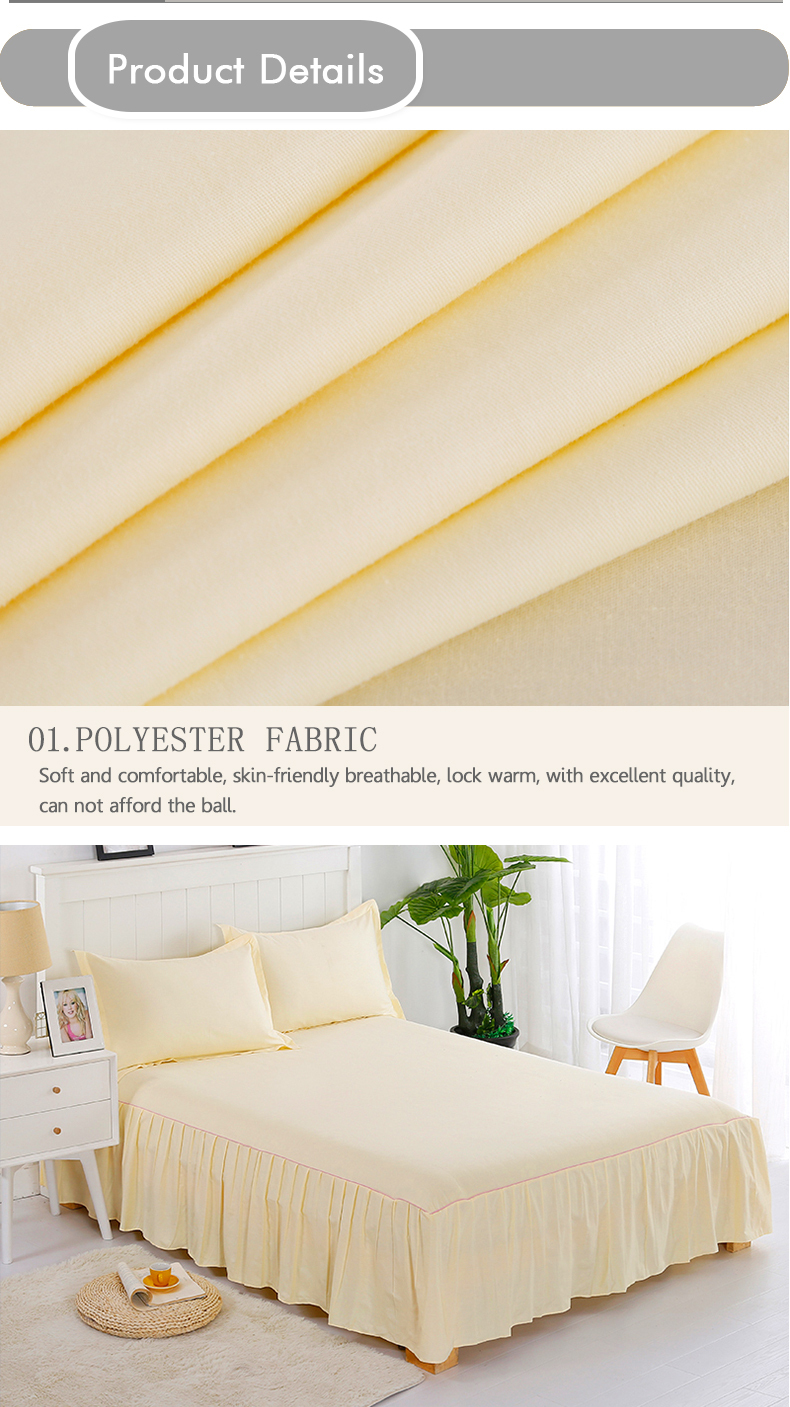 OEM Simple light colour dust ruffle decorative bed runner/skirt