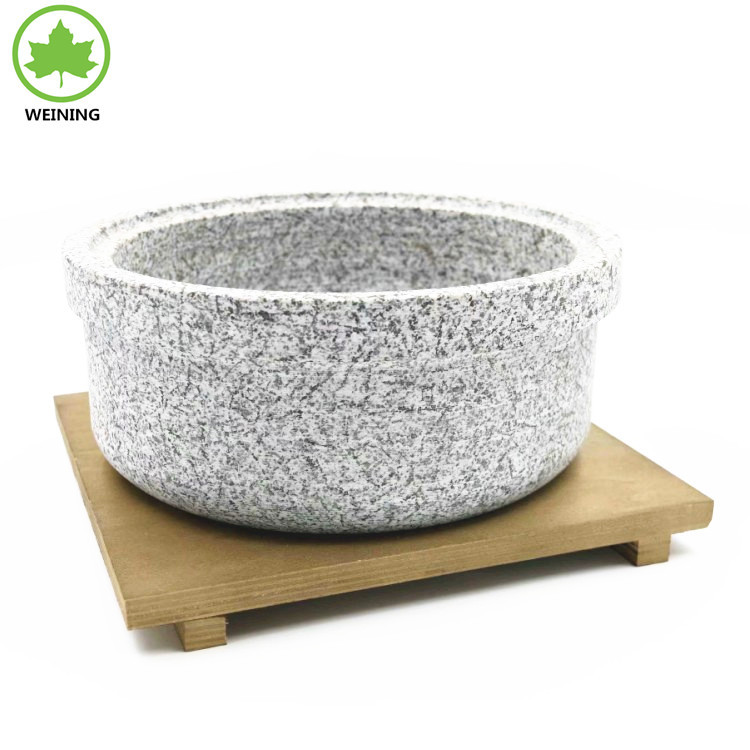 Stone Cookware Sets bowl and wooden base